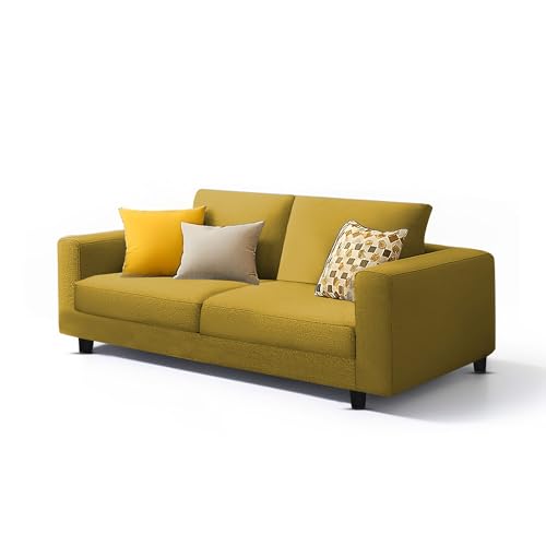 Image of Galib 3+2 Seater Sofa Set for Living Room (Yellow Fabric) Premium Fabric Sofa Set