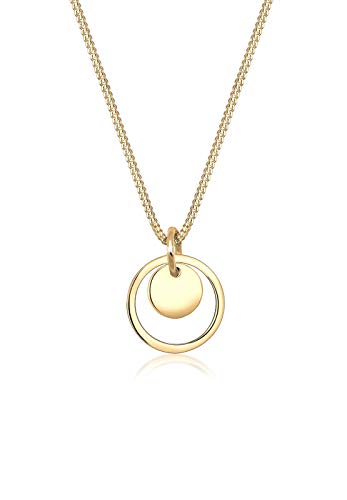 Preisvergleich Produktbild Elli Halskette Damen Kreis Plättchen Anhänger Geo in 925 Sterling Silber