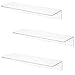 MyGift 17-Inch Clear Acrylic Floating Shelves - Wall Mounted Modern Crystal Display Shelf Racks, Set of 3