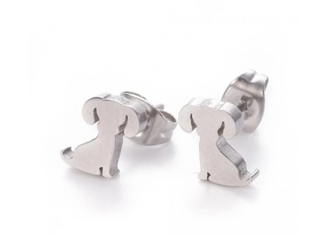 ⊹⊱✿ HUNDE EDELSTAHL OHRSTECKER ✿⊰⊹ ROBUSTE KLEINE STECKER EDELSTAHL IN SILBER Kinder Ohrringe mit Tier, Hund, antiallergisch