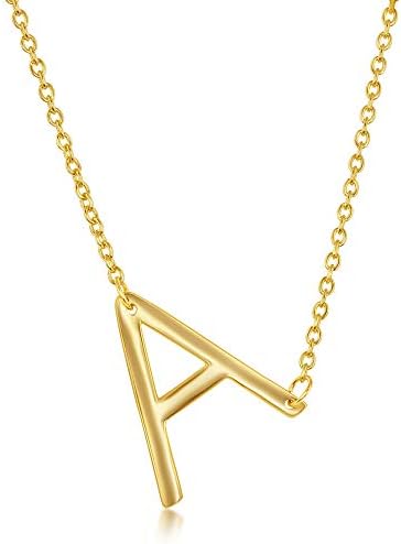 Gold Initial Necklace for Women - 14k Gold Plated Necklace Initial - Sideways Initial Necklace - Gold Letter Necklace for Women - a Initial Necklace - Letter a Jewelry - Initial Necklaces for Women