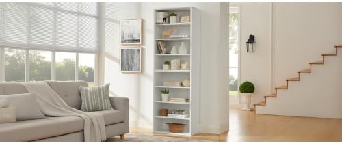 DVD Shelf, 8-Tier Tall Narrow CD Rack, Media Shelf with Adjustable Shelves, DVD Storage Cabinets for CD Blueray Game Disc, Easy Assembly, for Living Room, Home Office, Espresso