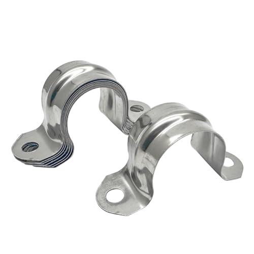 Swpeet 10Pcs 25mm Two Hole U Bracket Clamps With 20 Screws - Metal Pipe Clamps For Conduit, Cable, Hose