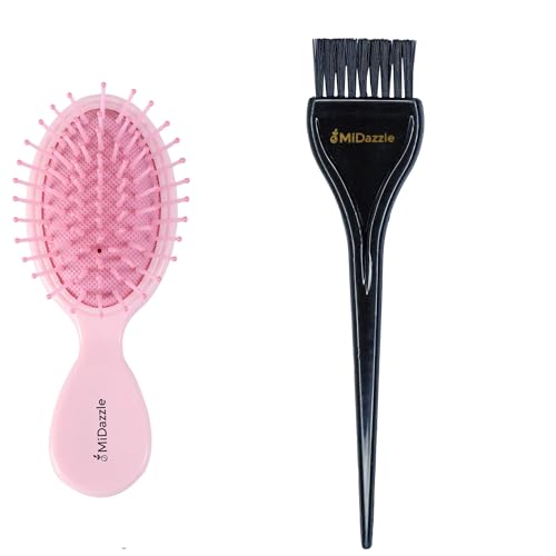 Image of Midazzle Premium Pink Unicorn Kids Hair Brush with Hair Dye Brush, Set of 2, 100g