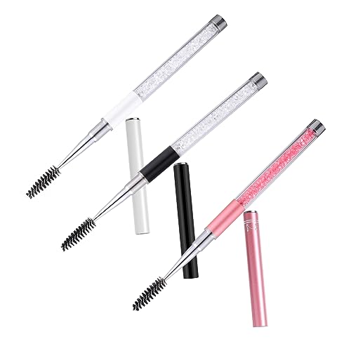 Beatifufu Mini Eyebrow Lash Brush Kit 3pcs Mascara Wands with Screw Eyelash Brush Portable for Daily Travel Use