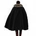 MSOrient Medieval Viking Cloak Fur Cape Cosplay Costume Renaissance King With Fur Cloak Halloween Costume (S, Black)