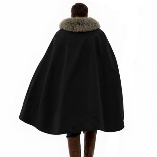 Mens Viking Cloak Fur Cape Costume Medieval Renaissance King With Fur Cloak Halloween Cosplay