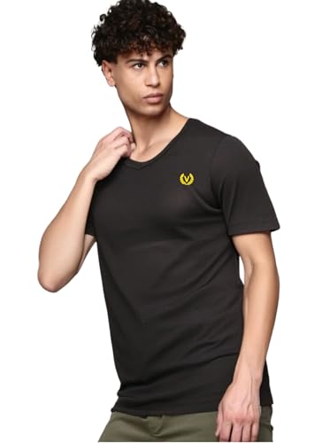 Image of Mack Jonney Regular Solid Cotton Blend V Neck T Shirt for Men