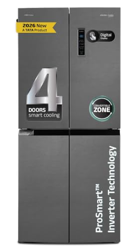 Voltas Beko, A Tata Product, 522 L(Gross), Inverter, Frost Free, French Four Door Side by Side Refrigerator (2026 Model, R4D522/FPV3N0RXID, Inox, with Harvest Fresh Technology)