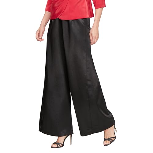 Image of Alex Evenings Womens Wide Leg Chiffon Dress Pant for Mother of The Bride, Elegant Party Outfit (Petite and Regular Sizes)