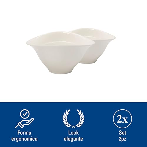 Villeroy & Boch Vapiano Soup Bowl Set, 2 Pieces, Premium Porcelain, White