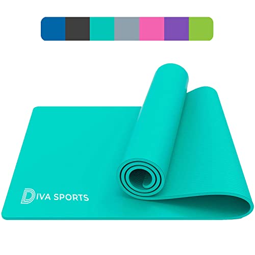 Yoga Mat Extra Thick 15mm Non-Slip Pilates Workout Exercise Mat Soft Mat Carry Strap (Turquoise)