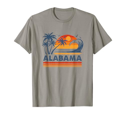 Photo de Coucher de soleil de vacances en Alabama, jolie plage rétro vintage des années 70 T-Shirt