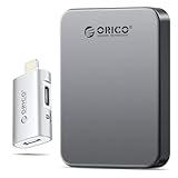 ORICO 2TB Magnetic External SSD Up to 2000MB/s, External Solid State Drive Compatible with iPhone 17 16 15 Pro Max + USB C Female to Lightning Male for iPhone 14 13 11 12 Pro Max K20