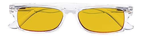 CessBlu Amber Tinted Blue Light Blocking Glasses for Women Reading Computer Screen (Transparent)+1.25