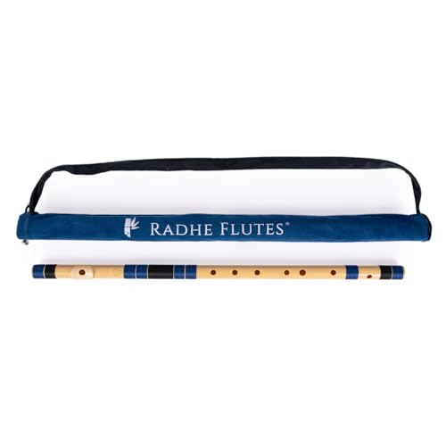 Image of Radhe Flutes PVC Fiber Bass G With Velvet Cover (Beige Flute With Dark blue & Black Threads)