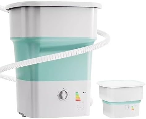 Portable Mini Washing Machine - 52L Large Capacity Foldable Washer & Dryer for Baby Clothes, Underwear, Camping, RV Travel - Compact, Collapsible Design (Green)