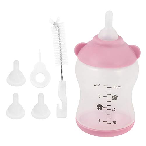 Balacoo 6pcs Pet Feeding Bottle Kits Small Pet Nurser Bottle Kittens Nursing Feeding Bottle Water Milk Feeder for Newborn Kittens Puppies Rabbits Small Animals Pink