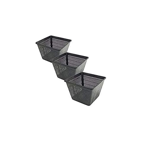 Pond H2o Water Garden Pond Slotted Mesh Plastic Square Aquatic Plant Basket, 11" (28cm), Set of Three (3) Planter Baskets Pots for Hydroponics, Aquaponics Cover