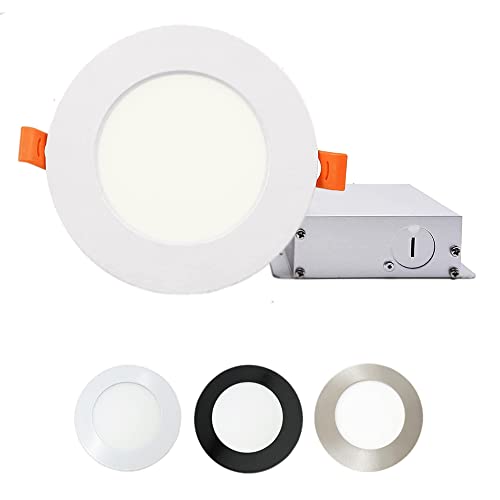 4 Inch Pot Light (4 Pack), Dimmable, 10W -750LM, 3Way CCT Adjustable 3K/4K/5K, LED Downlight with External Driver, Indoor & Outdoor, Wet Location, 4" LED Recessed Ceiling Light by CHERAGH - Used condition - CA$24.69
