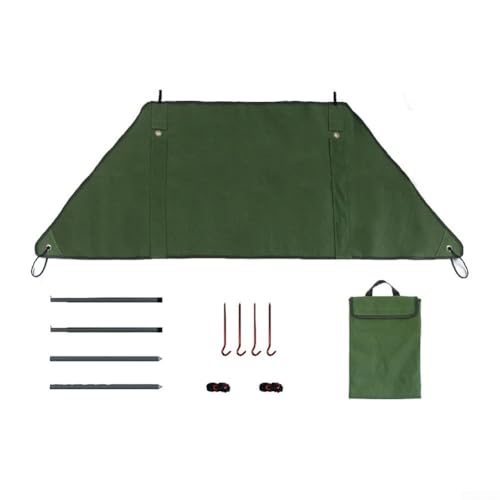 Portable Canvas Camping Windscreen with Poles and Ground Spikes, M