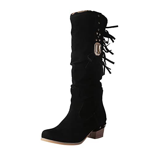 Bottes franges fixes pour femme offrant confort et stabilité avec talon haut épais