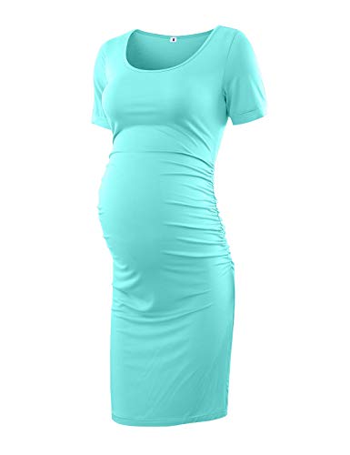Peauty Maternity Dress Maternity Dresses for Baby Shower Maternity Dress Casual Maternity Bodycon Dress Aqua Blue Medium