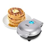 Dash - DMW001SL - Gofrera de tamaño mini, para hacer gofres individuales, hash browns, gofres keto, con superficies antiadherentes fáciles de limpiar, 10,16 cm, color plata