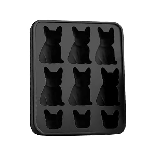 Qfdiwr - Molde para cubitos de hielo de silicona con 9 cajas para formas de perro divertidas, accesorio de cocina antiadherente de calidad alimentaria para bebidas, whisky café cóctel