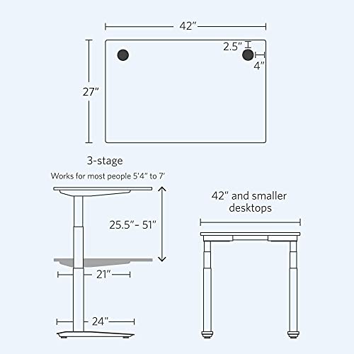 Image of Fully Jarvis Standing Desk 42 inch x 27 inch White EcoTop - Electric Adjustable Desk Height from 25.5 inch to 51 inch with Memory Preset Controller (Rectangle, White Frame)