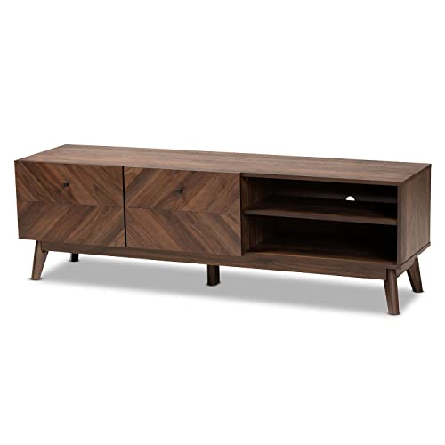 Baxton Studio Hartman Mid-Century Modern Walnut Brown Finished Wood Tv Stand #TOP14