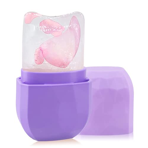 Ice Roller for Face and Eye,2022 Upgrated Diamond Ice Facial Roller,Facial Beauty Ice Roller Skin Care Tools, Ice Facial Cube, Gua Sha Face Massage, Silicone Ice Mold for Face Beauty (Purple)