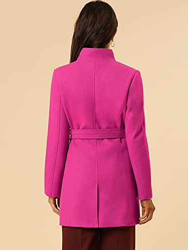 Image of Allegra K Women's Winter Elegant Stand Collar Overcoat Long Belted Pea Coat
