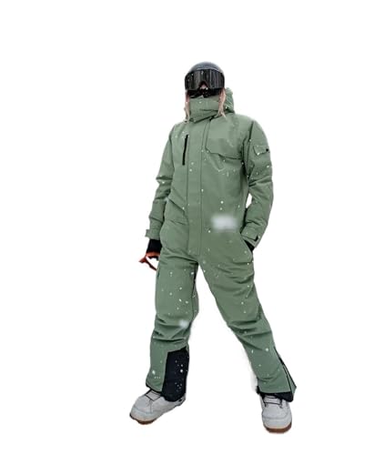 ZGXNYI Skidkläder Skiddräkt i ett Stycke Vattentät Andas Snowboard Vinter Arbetskläder Byxor Skidjacka Dam Herr Snökläder Skiddräkt (Grön, S)