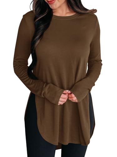 BZB Womens Long Sleeve Tunic Tops Fall Casual Crew Neck