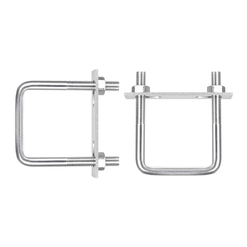 Image of DTGN M10x60x100mm(ThreadxWxL) Square U Bolt - 2Pack - Good for Trailer Pipe Replacement Parts - 304 Stainless Steel U Shape Bolts