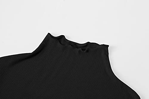 Long Sleeve Alt Clothing Black Ribbed Turtleneck For Women Scrub Undershirts Tops For Teen Girls X-Small #TOP2