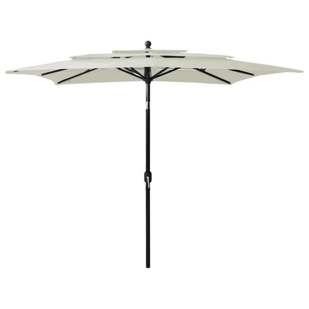 vidaXL Sombrilla de 3 Niveles con Poste Aluminio Parasol Multicolor Multitalle