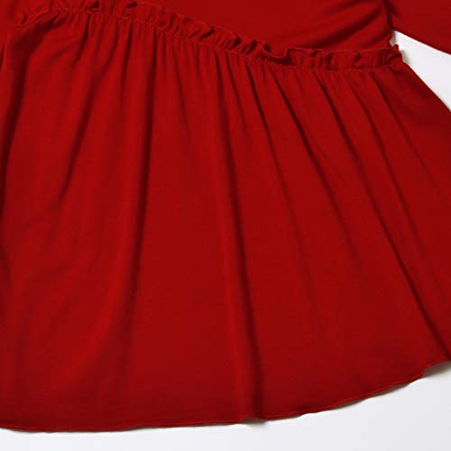 Girls Long Sleeve Ruffle Tops Winter Tunic Fall Tops Round Neck Blouse Solid Color4