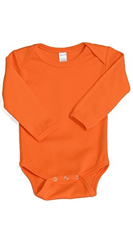 Monag Long Sleeve Unisex Baby Bodysuits 6-12M Orange