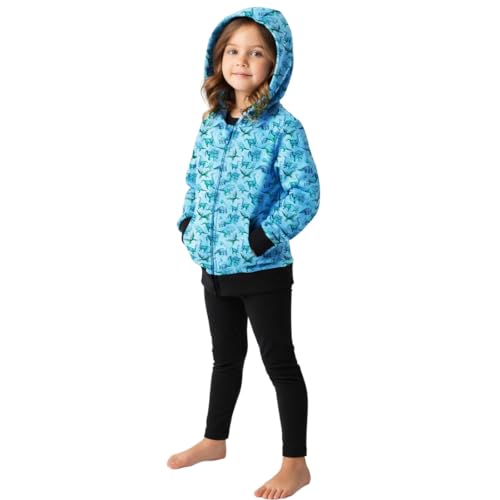 Girls Dinosaur Hoodie – Lightweight Zip Jacket – Soft, Stretchy Playwear with Original Dino Art