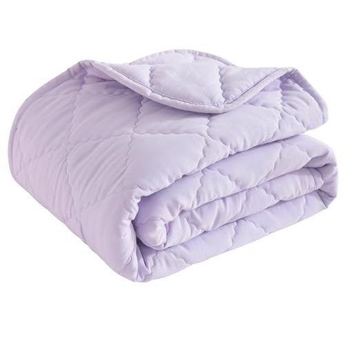 Image of BEDSUM Toddler Quilt 39x47, Microfiber Baby Quilt for Crib, Light Purple | Lightweight Toddler Blanket for Boys Girls Nursery, Machine Washable All Season Kid Quilt, Tummy Time Blanket, Stroller Quilt