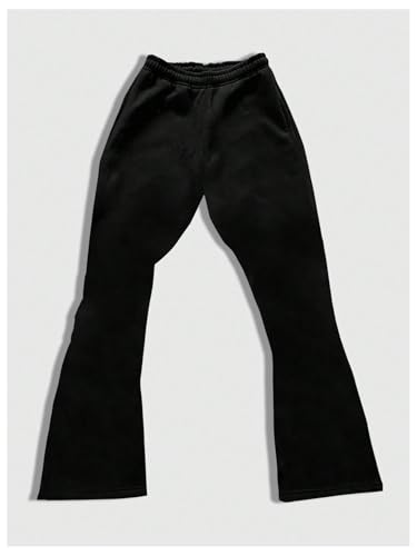 WDIRARA Men's Y2k Graphic Letter Print Stacked Sweatpants Drawstring Bell Bottom Flare Pants with Pockets2