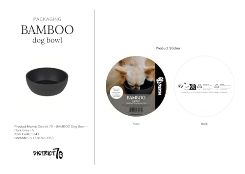 District 70 - Bamboo Hundenapf - Dunkelgrau - Small: 14 x 14 x 5, 2 cm (570 ml), Small (570 ML)