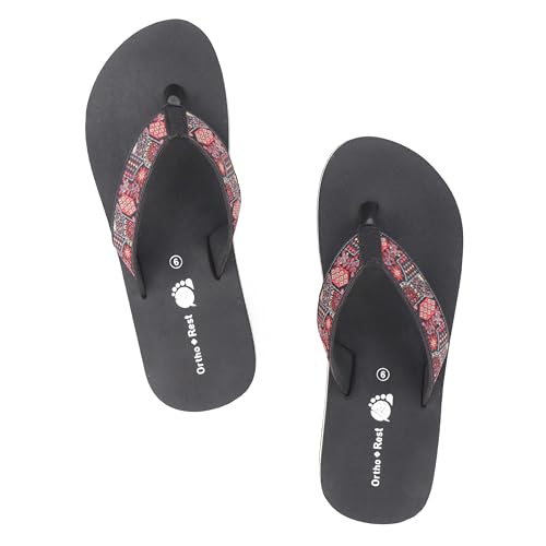 Image of Ortho + Rest Diabetic Orthopedic Slippers for Women's | Extra Soft Cushioned Footbed, Daily Wear Footwear, Flexible, Comfortable Casual Chappal with Stylish Printed Strap