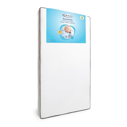 Image of Graco Essentials 6-Inch Dual-Sided Crib & Toddler Mattress - Made in the USA, Firm Support for Infants & Toddlers, GREENGUARD Gold Certified Baby Crib Mattress, Premium Removable Soft Waterproof Cover