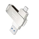 Doble unidad flash 2 en 1: la interfaz USB 3.0 se puede conectar a un ordenador, la interfaz USB C (tipo-c) puede conectarse a un smartphone o tablet Android. Transfiere fácilmente archivos y datos entre smartphones, tabletas y ordenadores, asegúrese de que su teléfono tiene un puerto USB de tipo C antes de comprar
