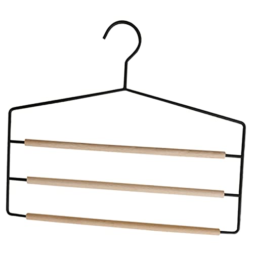 Unomor Wrought Iron Wooden Trousers Hanger Space Pants Clothes Hangers Closet Pants Hanger Suit Hanger Belt Organizer for Wall Clothing Racks for Home Leveler Sizer High Manganese Steel