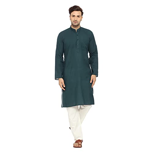 Image of ITOS365 Men Cotton Blend Kurta Pyjama Set Party Fashion Regular Ethinic Wear Indian Dress Gift for Men