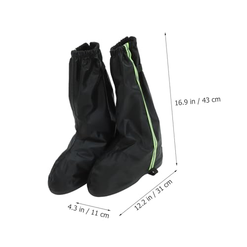 Cubrecalzado impermeable para lluvia de tela Oxford negro para mujer, cubrebotas altas con diseño reflectante miniatura 2